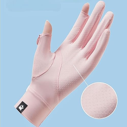 Thin Ice Silk Sun Gloves for Women - UV Protection, Touchscreen, Pink