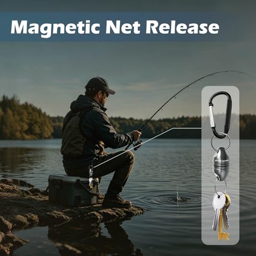 Magnetic Net Release - Aluminum Fishing Net Magnet Retractor - Gun Metal