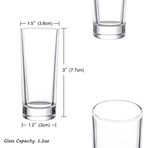 Elivia 1.2oz Shot Glass Set with Heavy Base - 12 Pack, Clear Glass for Whiskey & Liqueurs