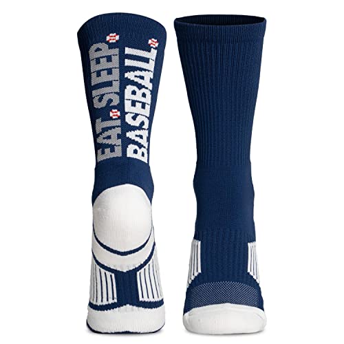 Large ChalkTalkSPORTS Eat Sleep Baseball Crew Socks - Mid-Calf Athletic Socks