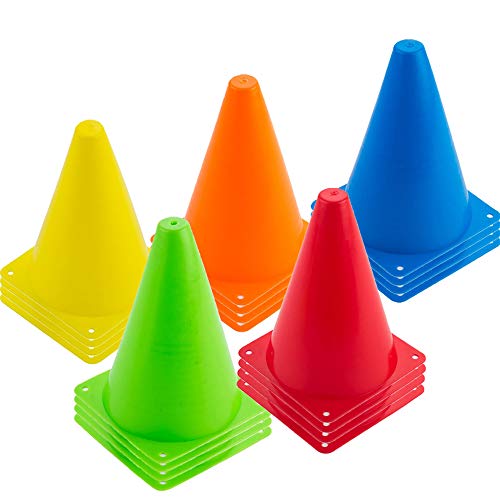 7-Inch Plastic Agility Cones - Set of 20 for Sports & Party