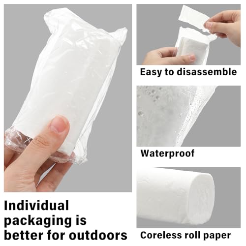 Affrolling 12 Rolls Travel Toilet Paper Packs Clear Coreless Soft Bathroom Tissue