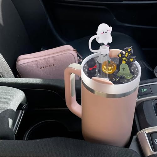 LA KEN DU 40oz Halloween Stanley Cup Charm Lids & Straw Cover — Glow-in-the-Dark Tumbler Accessories