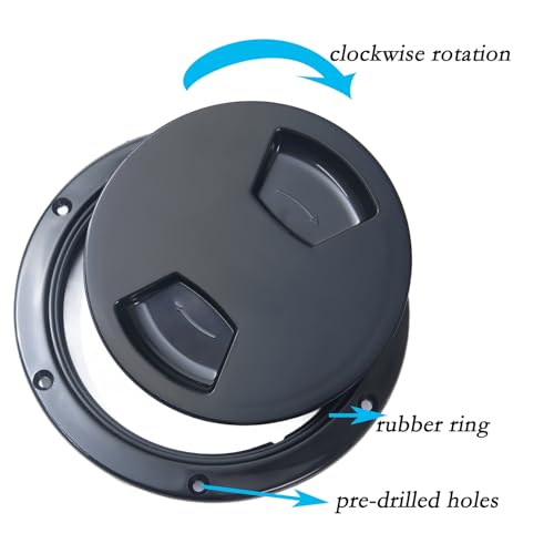 JZLiner Black 5 Inch Marine Inspection Port Hatch with Seal RV Kayak Cover