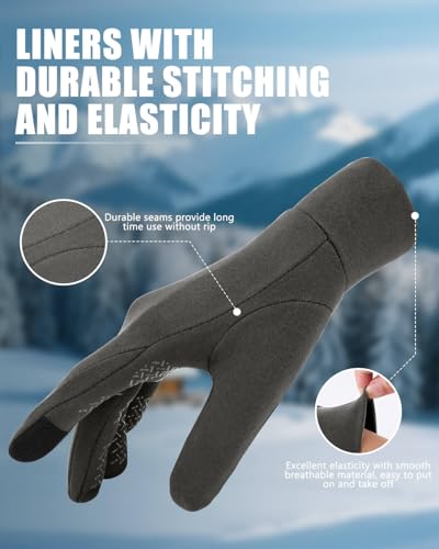 Lightweight Winter Gloves for Men Women - Thermal Touchscreen - Deep Gray / Small