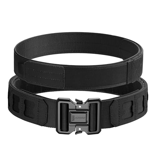 JUKMO Men's Tactical Gun Belt Set 2.0 Inches with Gift Box, Black, Large (30-34" Waist)