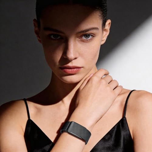 Omee Black Milanese Loop Metal Watch Band for Whoop 5.0, Peak & Life/MG