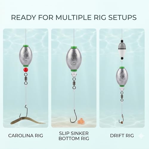 Egg Sinkers Assortment 36 Pack - 1/8oz to 1oz, 5 Sizes