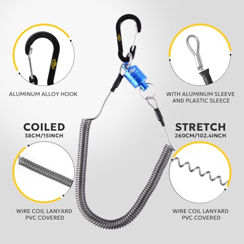 Strong Magnetic Net Release with Coiled Lanyard - Blue Magnet & Black Hook