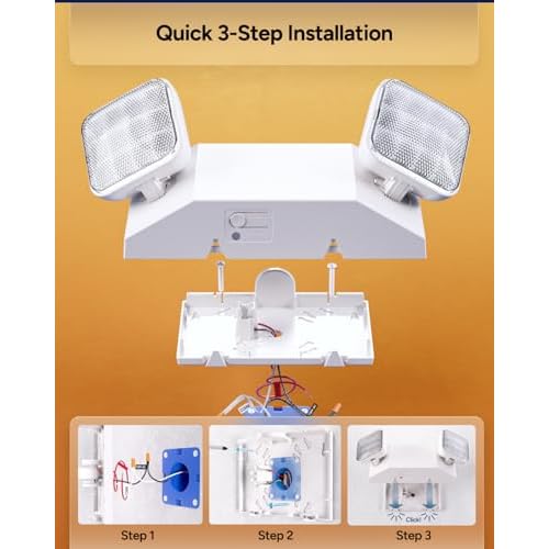 Sunco LED Emergency Lights, Commercial Lighting for Business, Power Outages, Offices, with Backup Battery (90 Minutes), Wall Mount, Hard Wired, 120-277V, Fire Resistant (94V-0) UL.