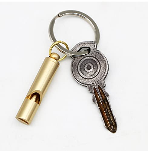 2-Piece Brass Emergency Survival Whistle - Loud Keychain Safety Signal