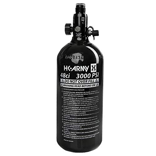 48ci/3000psi Aluminum HPA Paintball Tank with Standard Regulator - Black