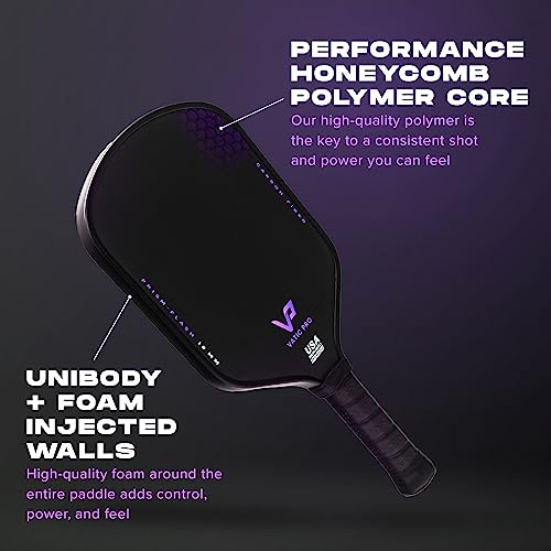 Carbon Fiber Pickleball Paddle - 16mm Foam Injected Walls - Flash