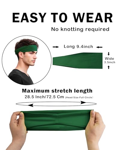 JHYWELL Green Pack Unisex Sports Headbands Non-Slip Sweat-Wicking for Running Cycling Yoga
