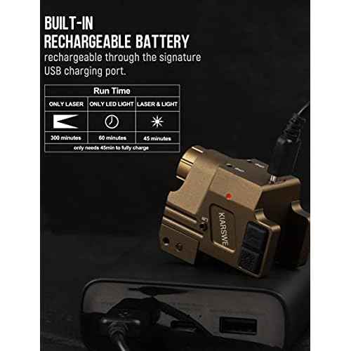 Red Green Laser Light Combo, 500 Lumens Red Green Laser, Supcompact Pistol Laser Light Combo, USB Rechargeable Red Green Laser Beam