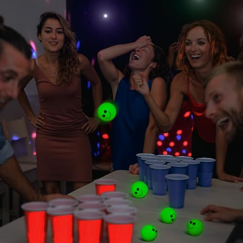 Glow in the Dark Table Tennis Balls - 12 Pack with Smile Face