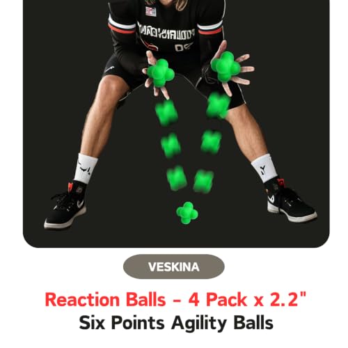 Reaction Balls 4 Pack - 2.2 Inch Reflex Training Equipment for Agility & Coordination