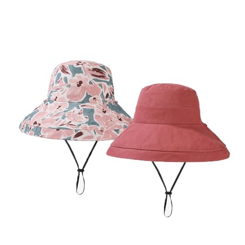 Reversible Bucket Hat for Women - UV Protection, Packable, One Size - Red