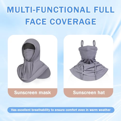 Balaclava Sun UV Protection Hood - Breathable Full Head Mask - Black