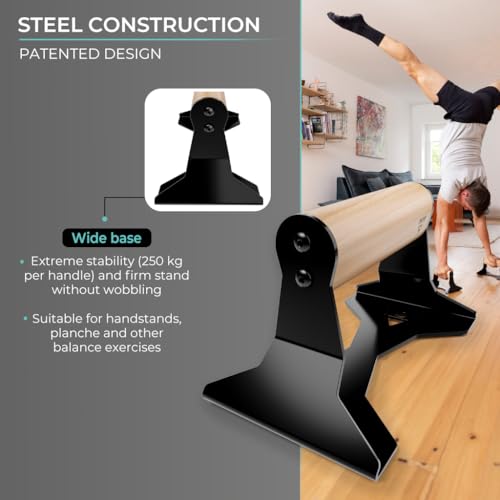 Ergonomic Wooden Push Up Bars - Heavy-Duty Non-Slip Parallettes
