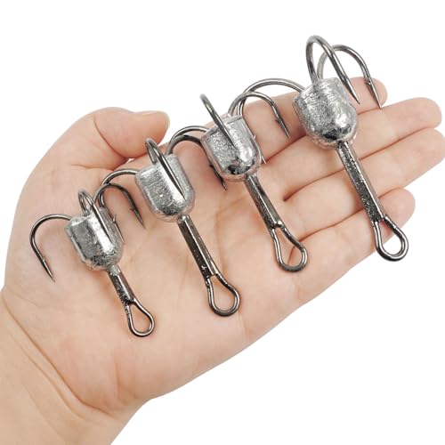 Heavy Duty Snagging Treble Hooks - 5/0 (1oz), 4pcs for Fishing