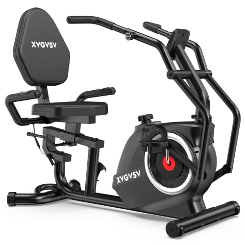 Recumbent Exercise Bike with Arm Exercise - 400LB Magnetic Resistance, Grey