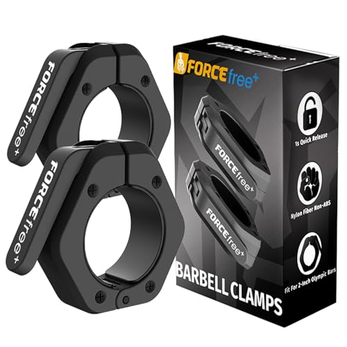 Barbell Clips - Quick Release Olympic Clamps with Anti-Slip Grip - Black