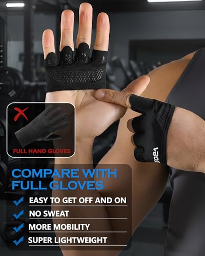Weight Lifting Gloves with Silicone Grip - Black Medium