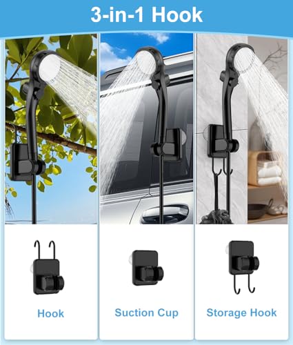 WADEO Silver Gray Portable Shower for Camping, 6000mAh Rechargeable Camp Shower with Digital Display