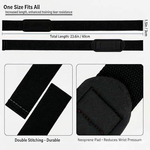 24-Inch Padded Weight Lifting Straps - Pair for Deadlifts & Strength Training