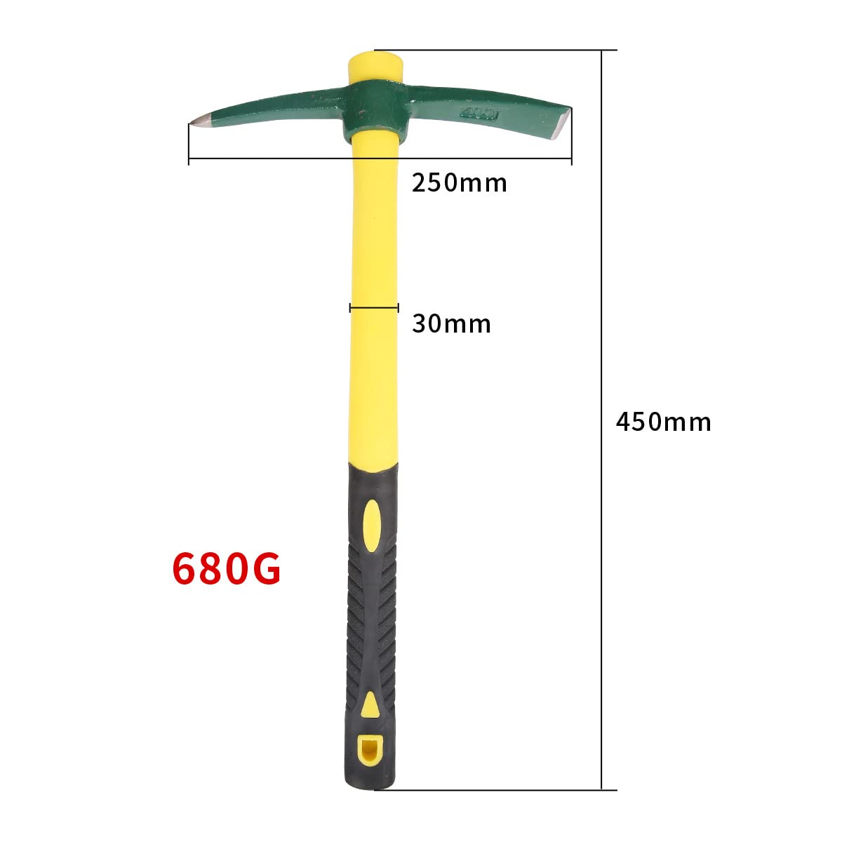 ESCULTORA 2PCS 18 Inches Steel Forged Pickaxe, Sturdy Durable Mattock Hoe, Weeding Pick Axe with Lightweight Plastic Coated Fiberglass Handle Suitable for Digging, Weeding, Gardening, Camping