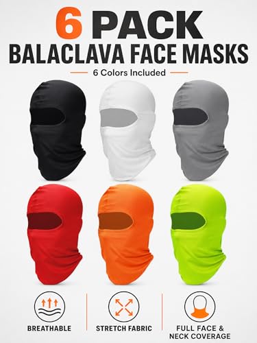 Full Face Cover Ski Balaclava - 6 Pcs Multicolor Set