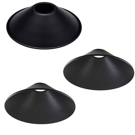 CUFEAL 3-Pack 8.7"Industrial Iron Lamp Shade, Light Cone Shade Black Pendant Light Covers, Vintage Metal Replacement Lampshade, Ceiling Chandelier Shade, Wall Lamp Shade
