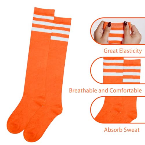 Retro Sweatbands and Striped Socks Set - Solid Orange