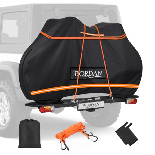 BORDAN 1-Bike Cover on Rear Rack, 74x30x50 in, 600D Waterproof, Includes Bar Cover