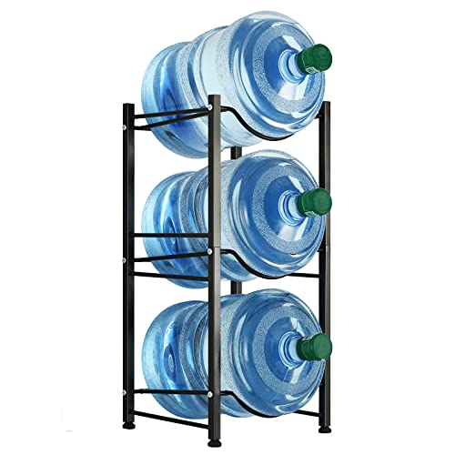 LIANTRAL 5 Gallon Water Bottle Rack - Detachable Heavy Duty 3-Tier Stand for Home, Office (Black)