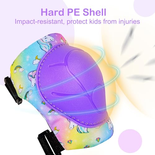Kids Knee Pads and Elbow Pads Set - Rainbow Unicorn - Small