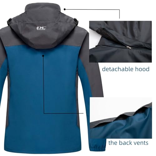 Diamond Candy Men's X-Large Dark Blue Waterproof Hooded Rain Jacket