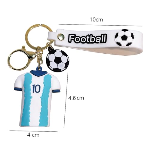 Soccer Jersey Keychain with Football Charm - Blue