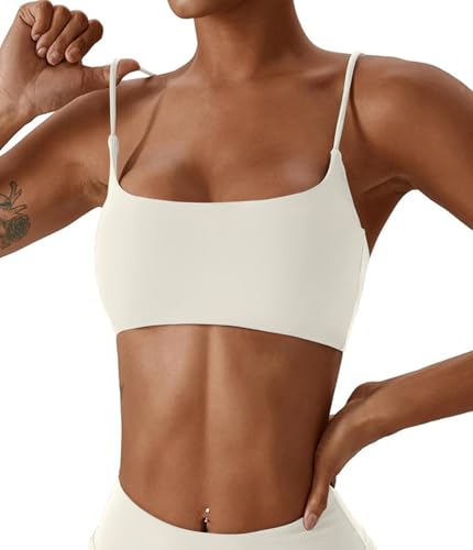 Comper Women's Wirefree Racerback Sports Bra with Removable Pads - Small White