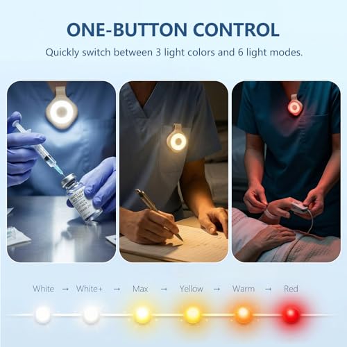 Rechargeable Nurse Night Light Clip - Yellow, 3 Colors & 6 Modes