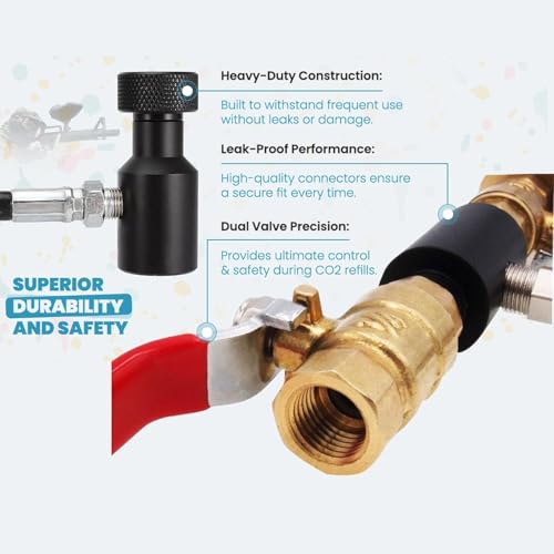 Paintball CO2 Fill Station Kit with 50" Stainless Steel Hose & Dual Valves