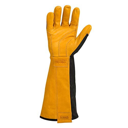 DEWALT Premium Leather Welding Gloves, Fire/Heat Resistant, Gauntlet-Style Cuff, Elastic Wrist