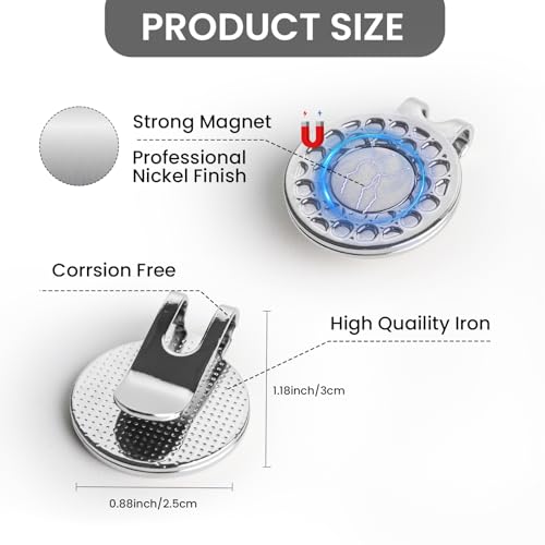 Magnetic Golf Hat Clip Set - 6 Pcs Silver for Ball Markers