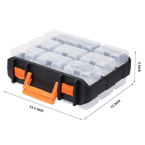 EMENTOL Tool Organizer Box with 16 Compartments, Durable Plastic Storage Box, Parts Organizers