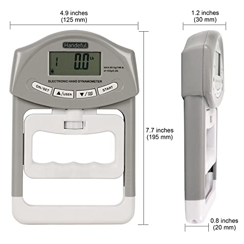 Hand Grip Strength Tester - Electronic Dynamometer, 198Lbs, Grey