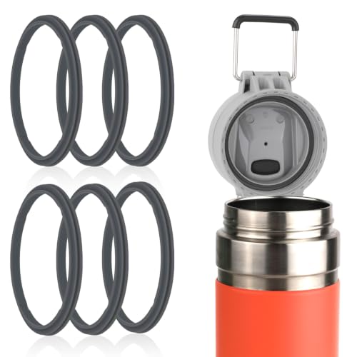 Silicone Water Bottle Gasket Replacement for 24oz & 36oz Tumblers - Gray, 6 Pack