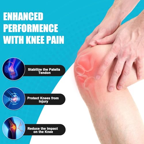 Patellar Tendon Support Strap - Non-Slip Silicone Knee Brace - One Size - Black