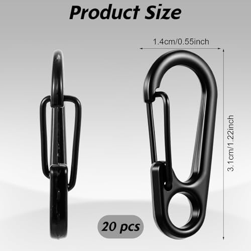 20 Pcs Mini Carabiner Clips - 1.2 Inch Zinc Alloy Keychains