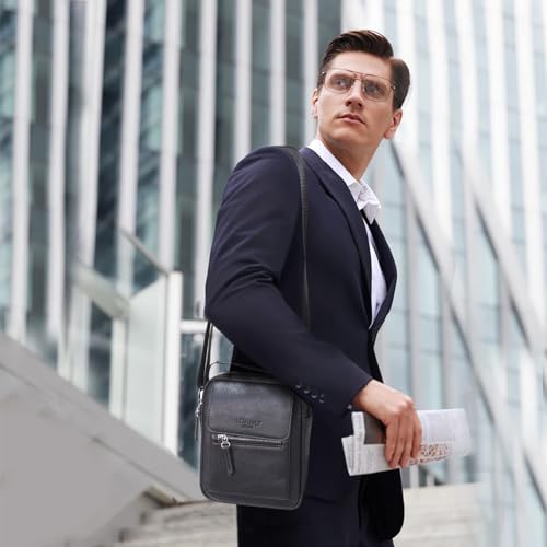 Men's Leather Crossbody Bag - Small & Medium Shoulder Satchel, Messenger Purse